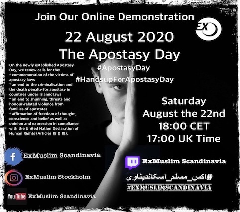 22 August 2020 is being established as the first Apostasy Day by an international coalition of ex-Muslim organisations.